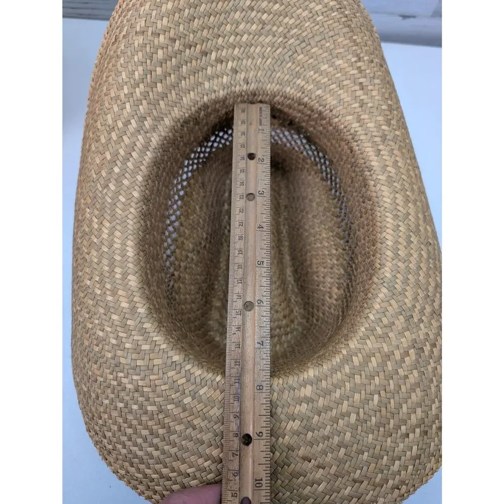 Vintage Turf Paradise Meister Bräu Day Hat Cowboy Straw Western Brown‎ Mens 80s